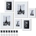 MENOLY 6 Pcs White Picture Frame Set,White Photo Frame for Multiple Photos, Includes Two 8x10,Two 5x7, Two 4x6,Wall Mounting or Table Top Photo Frames