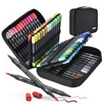 KEMYR Markers for Adult Coloring Books: 80 Colors Markers Set Dual Tips Fine & Brush Pens Water-Based Art Markers for Adults Drawing Sketching Bullet Journal Writing Lettering No bleeding