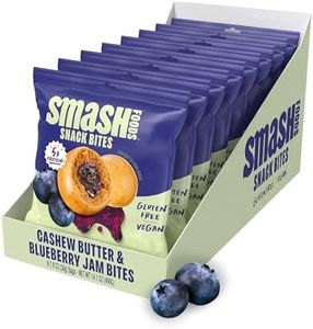 Smash Foods Blueberry Energy Bites | 5 Gluten-Free Vegan Snack Balls with No Sugar Added | 5g Protein, Superfood Jam, Chia Seeds | On-the-Go Convenience | Cashew Butter & Blueberry | 8 Packs