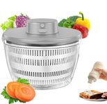 Electric Salad Spinner, 4000 ml Wireless USB Rechargeable Lettuce Spinner Dehydrator for Fruit Vegetables, Large Capacity Salad Vegetable Dryer, Quick Drainage Mixer Spinner with Salad Dressing Bottle