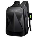 TOURTIER Hard shell Business Travel Laptop Backpack with USB Charging Port Daypack for Men Women (DESIGN-1, BLACK)