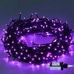 Purple String Lights Outdoor - 220 LEDs 82ft/25m 8 Modes End-to-End Plug in Indoor Waterproof Decorative Inside/Outside Fairy Twinkle Lights for Christmas Tree/Xmas/Halloween/Patio/Festival/Home/Room