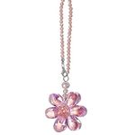 H&D HYALINE & DORA Crystal Pink Flower Suncatcher for Window,Car Rear View Mirror Pendant,Hanging Glass Ornament Car Accessories, Crystal Beads Charm Decor