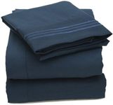 Sweet Home Collection Egyptian Quality Deep Pocket Bed Sheet Set, Navy, King