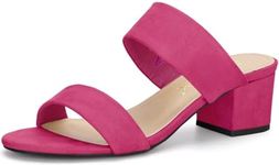 Allegra K Women's Dual Straps Mid Chunky Heel Hot Pink Slide Sandals 8.5 M US