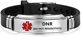 DWJSu Silicone Medical Alert ID Bracelets Adjustable Sport Emergency Waterproof ID Alert Bracelets for Women Men, Leather, base