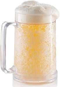 luxail Freezer Beer Mug, Double Wall, Insulated Gel Plastic Pint Freezable Glass, 16 oz, Clear 1 Pack, Chiller Frosty Cup, Frozen Ice Mug, Freezer Cup