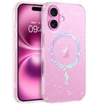 DUEDUE Magnetic Case for iPhone 16 Case [Compatible with Magsafe] Glitter Shining Bling Phone Case iPhone 16 Slim Shockproof Women Girl Protective Cover for iPhone 16 Phone Case 6.1",Clear