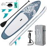FEATH-R-LITE Inflatable Stand Up Paddle Board Ultra-Light Paddleboards - SUP Accessories Adjustable Paddle, Pump, Backpack, Leash, Fins for All Skill Levels (10'6'' Sea Turtle - Grey)