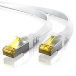 15m CAT 7 Flat Gigabit Ethernet LAN Network Cable - 10 Gbps High Speed Lead - 600Mhz - RJ45 Patch Cord - Cat. 7 Raw UFTP PIMF shielding - Switch Router Modem Raspberry Pi 4 Console PS3 PS4 - white