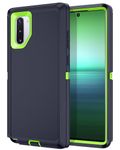 I-HONVA for Galaxy Note 10 Case Shockproof Dust/Drop Proof 3-Layer Full Body Protection [without Screen Protector] Rugged Heavy Duty Cover Case for Samsung Galaxy Note 10,Navy Blue/Green