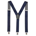 PELUCHE Crescent Blue Coloured 3.5cm Strap Width Elastic Suspenders for Men
