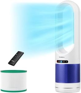 Senmeo 32" Bladeless Tower Fan with Air Purifier, Bladeless Fan with Remote, HEPA Filter for 99.7% Smoke Dust Dander, 8 Speeds, 90° Oscillation, 8 H Timer, LED Display, Air Purifier for Home