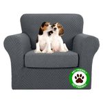 MAXIJIN 2 Piece Newest Jacquard Chair Covers with Arms Super Stretch Non Slip Chair Slipcover for Living Room Dogs Pet Friendly Elastic Sofa Couch Protector Armchair Cover (1 Seater, Dark Grey)