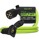 GearIT 7-Way Trailer Extension Cord (4 Feet) 7-Pin Trailer Plug Inline Cord Wire Harness Cable Double Prongs Connector for Gooseneck Hitch, Truck, Camper, RV - 4ft