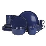 10 Strawberry Street Double Line 16 Piece Dinnerware Set, Cobalt