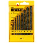 DEWALT DT5911-QZ HSS 1mm/2mm/3mm/4mm/5mm/6mm/7mm/8mm/9mm/10mm Metal Drill Machine Bit Set (Pack of 10), High Speed Steel