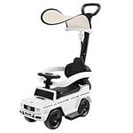 Maxmass Kids Ride on Push Car, Licensed Mercedes Benz 3-in-1 Toddler Push Along Toy Car with Adjustable Canopy, Detachable Handle & Guardrail, Foot to Floor Sliding Walker for 1-3 Years (White)