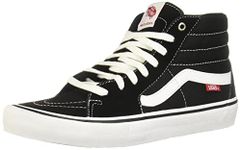 VANS Sk8-Hi Unisex Casual High-Top Skate Shoes, Comfortable and Durable in Signature Waffle Rubber Sole, Black/White, 9 Women/7.5 Men
