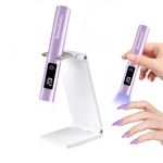 Asimebesty UV Lamps for Gel Nails, Mini Handheld UV LED Nail Lamp with Stand, Portable Rechargeable Nail Dryer with LED Screen 20/60/90S Timer Flash Cure UV Nail Lamp for Fast Drying Violet