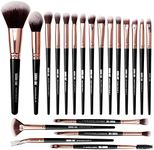 Makeup Brushes Set, 20 Pcs Professional Travel Make Up Brushes, Foundation Eyeshadow Blush Brush, Kabuki Blending Concealers Face Powder Eye Makeup Brush Sets（Black Gold)