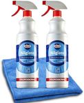 Direct Mart Nilco Nilglass H3 Glass Mirror Cleaner 1L | Quick Powerful Easy to Use Smear Free Trigger Spray Bottle For Sparkling Cars Home Window and more with Microfiber Cloth - Set of 2