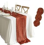 YALLOVE Cheese Cloth Table Runner, 1 Pack 90 x 400 CM Boho Long Table Runner, Holiday Table Runner for Party, Wedding, Bridal Shower Decoration( Terracotta )