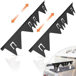 2Pcs Stainless Steel Stove Gap Fillers, Stove Gap Guard Range Trim Kit, Adjustable Stove Side Gap Covers, Easy Clean and Heat Resistant Stove Gap Guards for Kitchens Stoves (Black)