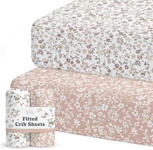 2-Pack Crib Sheet for Standard Crib & Toddler Mattress (Fleurette) - Premium Fitted Baby Crib Sheets Girl - Buttery Soft Cotton Blend - Crib Mattress Sheets Fitted - Baby Bed Sheets