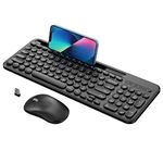 Cimetech Wireless Keyboard and Mouse set, Phone Holder USB Keyboard & UK Slient Ergonomic Mice, QWERTY Layout, Automatic Power Saving Function for PC, Laptop, Desktop, Notebook, Computer