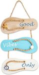 Juvale Good Vibes Only Sign Wooden Flip Flop Beach Decor, Nautical-Inspired Hanging Sign for Homes, Summer Displays, Ocean-Themed Residences, Vacation Properties, Office Spaces (9x12 in)