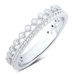 Sterling Silver Double Row Cz Eternity Ring - Size 7