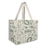 DOUBLE R BAGS Waterproof Large Cotton Canvas Shopping Bags Kitchen Essentials with Full Handles (Green; 18inch L x 11inch W x 14.5inch H) (Pack of 4, Long Handle)