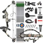 SHARROW Archery Compound Bow and Arrow Set 20-70 LBS Adjustable Hunting Compound Bow Kit for Adults Beginner Outdoor Shooting Target Practice LH/RH (Right Hand, Camo)