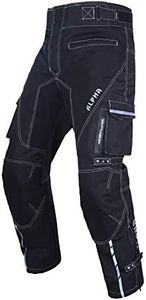 Dirt Bike Motocross Motorcycle pants for men hi Vis armor riding racing dual sports overpants atv mx bmx (BLACK, WAIST 34"-36" INSEAM 32")