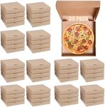 RHBLME 30 Pack Kraft Pizza Boxes Bulk, 6.3" x 6.3" x 1.6" Small Corrugated Pizza Boxes Cardboard Boxes, Reusable Pizza Box Oven Takeaway Packaging Boxes Keeps Pizza Cake Cookies Fresh