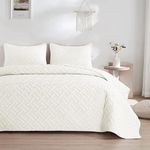 VAS COLLECTIONS 100% Cotton Luxury Ultrasonic Embossed Solid Lightweight Microfiber Basket Pattern Bedspreads/Quilted Bed Cover for All Season with 2 Pillow Case King Size - 90x100 inches - Beige