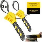 Oil Filter Wrench Adjustable Set - 2pcs, Plumbing Wrench for 4 to 6 Inches Tight Spaces Use as Jar Opener, Pipe Wrench, Rubber Strap Wrenches Used by Mechanics, Plumber Tools - Adjustable Straps