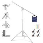 Soonpho 400cm Light Stand Stainless Steel Heavy Duty Lamp Stand Boom Stand Lighting Stand 13.2ft/400cm with 6.79ft/207cm Boom,Sandbag and 4pcs Clip for Softbox,Reflectors,Photography