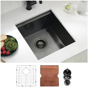 15 Inch Black Undermount Bar Sink, Swift Horse 15x17 Inch 16 Gauge Black Undermount Single Bowl Small Kitchen Bar Sinks