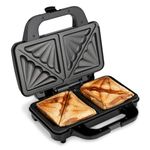 Global Gourmet by Sensio Home 4 Slice Sandwich Toaster Black Toastie Maker, 900W Premium Deep Fill Sandwich Maker Electric Grill Press - Non Stick Hot Plates for Toasted Bread & Panini