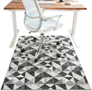 48"x60" Office Chair Mat for Hardwood Tile Floor, Under Desk Carpet Protector for Rolling Computer Chair Mat, Machine Washable Area Rug, Anti-Slip 1/5" Thick Low Pile Thin Floor Mat, Brushed Quartz