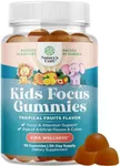 Vegan Brain Focus Gummies for Kids - Kids Focus Supplement with Phosphatidylserine Bacopa Monnieri Green Tea Extract Tyrosine and More Focus Vitamins for Kids Balanced Concentration Energy and Focus