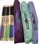 CardioStix 8.5oz Cardio Drum Sticks per set (1 PAIR WITH BAG) Bundle Weighted Double Grip w/Bag Premium American Hickory Wood | Drumming, Fitness (Paint Splash Surprise grip color w/bag)