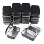 Goodma 20 Pieces Rectangular Metal Empty Hinged Tins Containers Basic Necessities Home Storage Organizer Mini Box Set, 3.75 x 2.45 x 0.8 inch (Black)