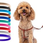 CollarDirect Rolled Leather Dog Harness Small Puppy Step-in Leash Set for Walking Pink Red White Blue Green Black Purple Beige Brown Yellow (Brown, XS)