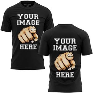 Custom Shirt for Men, ADD Your Image to Front and Back Printing, Customized Tshirts Design Your Own, Black, Large