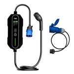 PME Portable EV Charger 7.2kW, 32A (1 Phase) + Jumper/Converter Cable (32A to 16A) | 6m Cable, 1.6 inch Bright LCD Screen, All in-Built protections | Model: HyperCharge | IP67 Waterproof