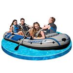 Jilani Excursion 4, 4 Person Inflatable Boat Set with Aluminium Oars and High Output