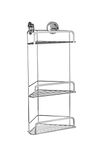 Croydex Stick 'N' Lock Three Tier Corner Shower Caddy - Shower Shelf No Drilling Bathroom Storage Solution with Sticky Pad Easy-Clean 5 Year Rust-Free Guarantee with Chrome Plated Mild Steel